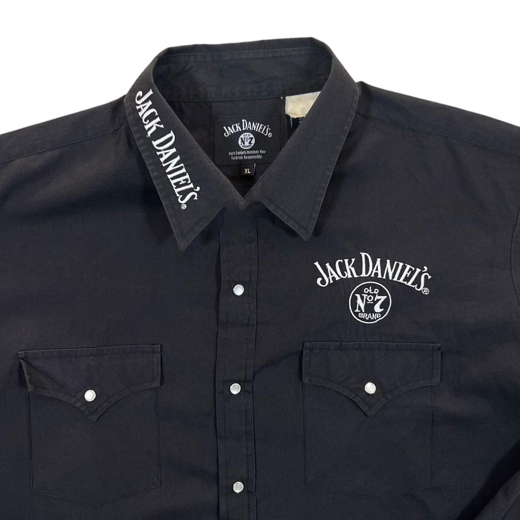 Jack Daniels (2008) Embroidered Logo Cowboy Western Popper Long Sleeve Shirt