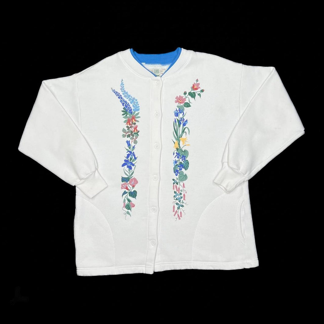 Vintage ORVIS Floral Flower Graphic Button Down Cardigan Sweatshirt