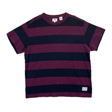 Load image into Gallery viewer, LEVI&#39;S Mighty Made Colour Block Burgundy Black Striped Short Sleeve Cotton T-Shirt
