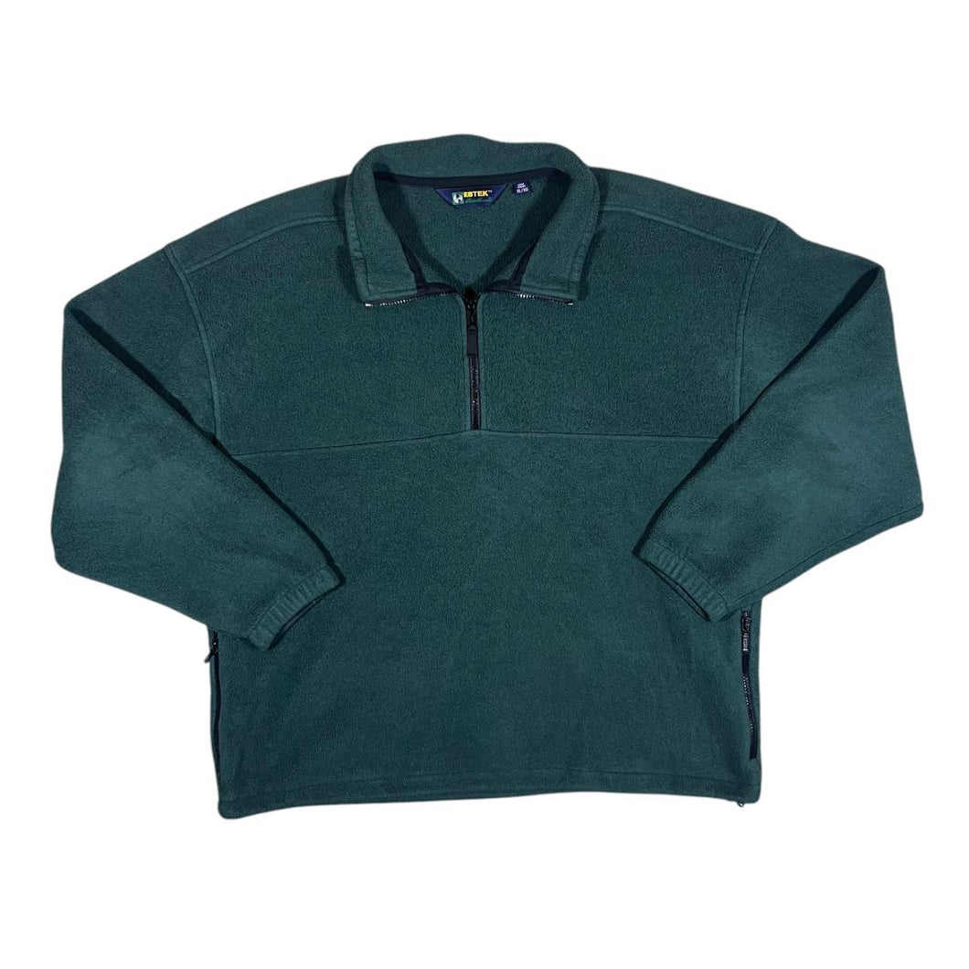 Vintage EBTEK Eddie Bauer Classic Green 1/4 Zip Pullover Fleece Sweatshirt