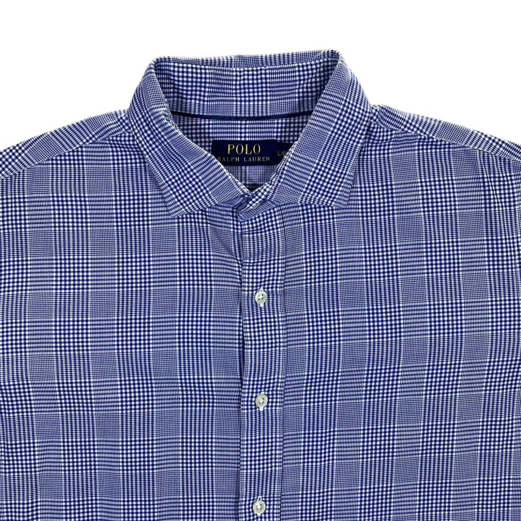 Polo Ralph Lauren Classic Blue Check Long Sleeve Cotton Dress Shirt