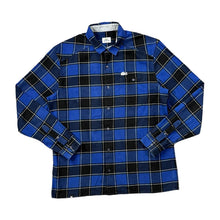 Load image into Gallery viewer, LACOSTE SPORT Classic Blue Black Plaid Check Mini Logo Long Sleeve Flannel Shirt
