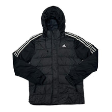 Load image into Gallery viewer, ADIDAS Three Stripe Mini Logo Goose Down Feather Padded Puffer Hooded Jacket
