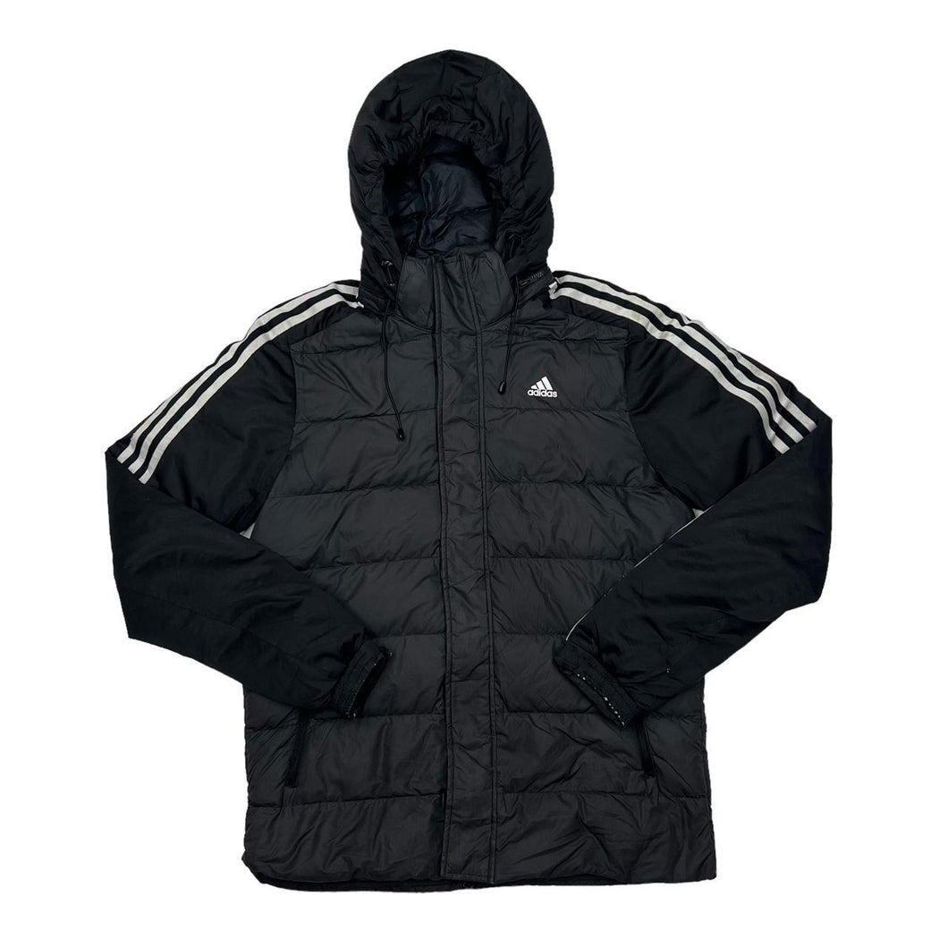 ADIDAS Three Stripe Mini Logo Goose Down Feather Padded Puffer Hooded Jacket