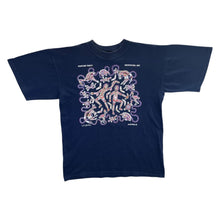 Load image into Gallery viewer, Vintage Hunting Party "Aboriginal Art" Australia Souvenir Art Graphic Navy Blue T-Shirt
