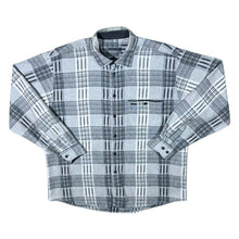 Load image into Gallery viewer, Vintage Basic Line Grey Black White Plaid Check Cotton Long Sleeve Flannel Shirt
