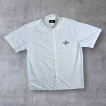 Load image into Gallery viewer, Early 00's Copy Right Gothic Y2K Tribal Motif White Short Sleeve Shirt
