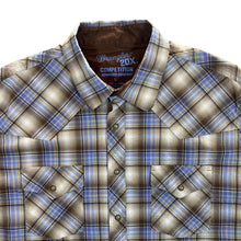 Load image into Gallery viewer, Wrangler 20X Cowboy Western Brown Blue Plaid Check Long Sleeve Shirt
