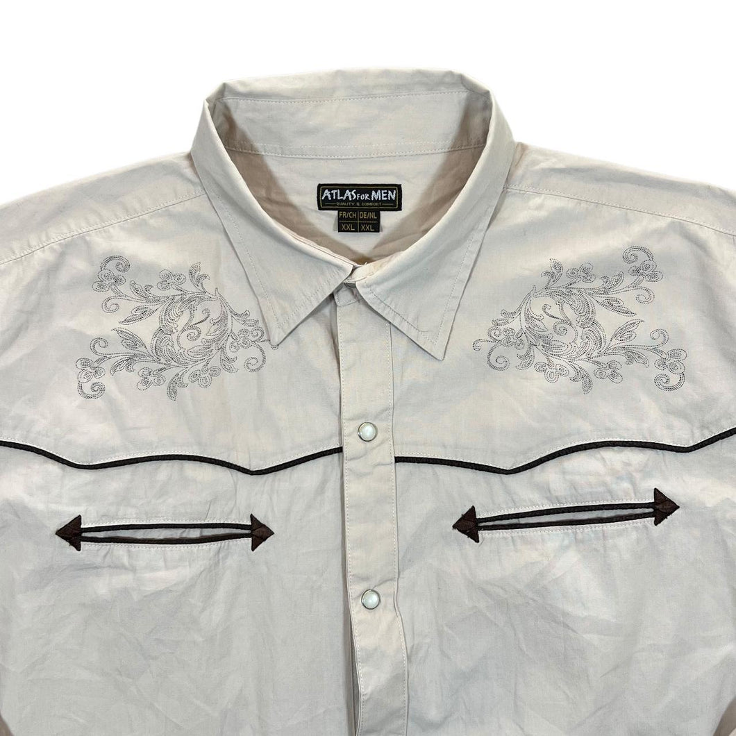 Atlas For Men Cream Cowboy Western Popper Long Sleeve Shirt