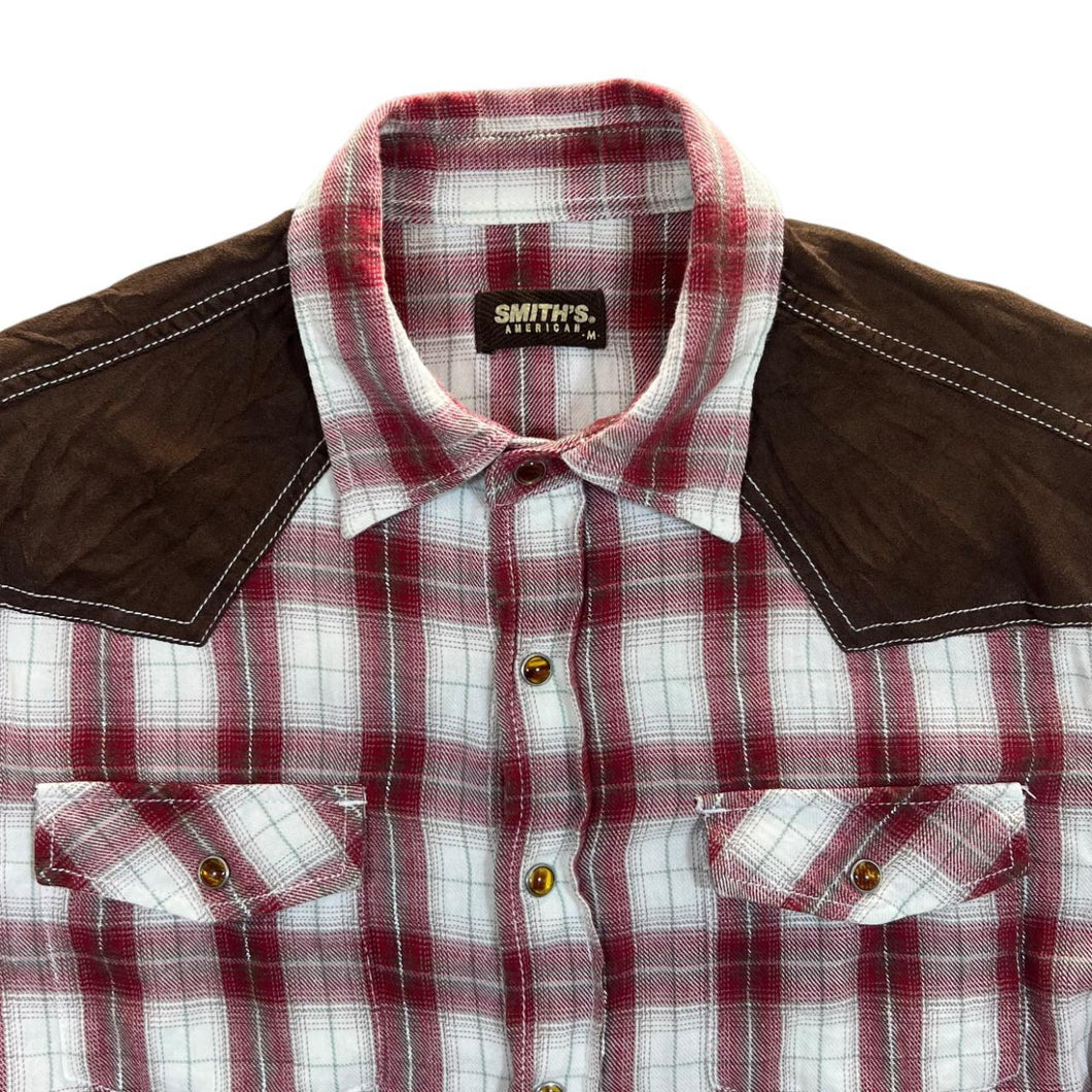 Smith's American Cowboy Western Plaid Check Popper Long Sleeve Shirt