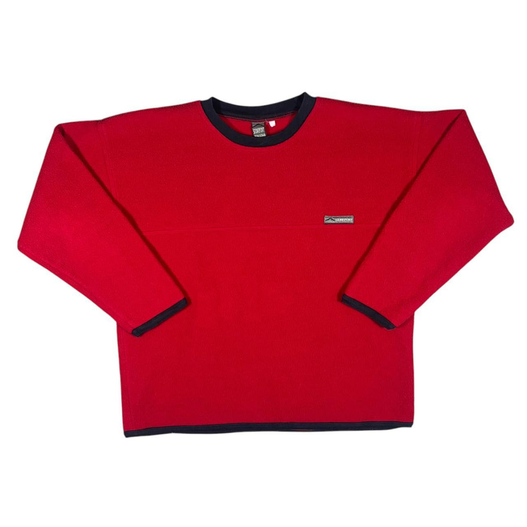 Early 00's STONE PONY Classic Mini Logo Red Fleece Crewneck Sweatshirt