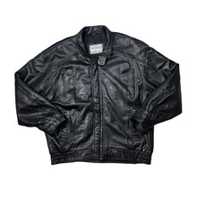 Load image into Gallery viewer, Vintage NOBLE COLLECTION Classic Genuine Real Black Leather Zip Bomber Jacket
