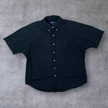 Load image into Gallery viewer, Vintage Ralph Lauren "Classic Fit" Mini Logo Black Short Sleeve Button-Down Shirt
