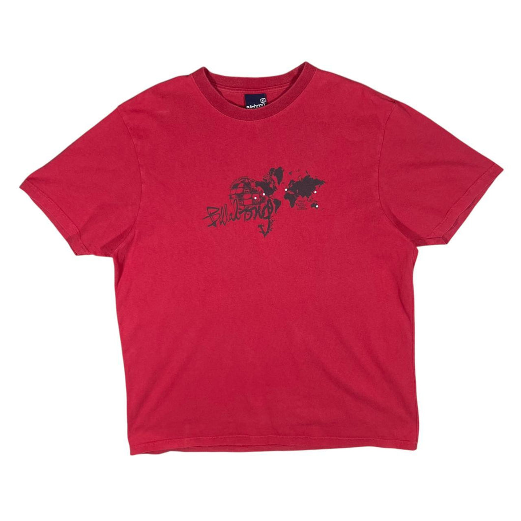 Early 00's BILLABONG Surfer Skater Logo Spellout Graphic Red T-Shirt