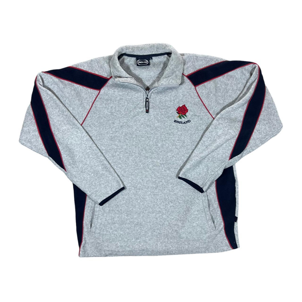 Early 00's ENGLAND RUGBY Colour Block 1/4 Zip Pullover Fleece Sweatshirt