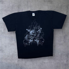Load image into Gallery viewer, RR Skull Crossbones Guitar Gothic Graphic Black Cotton T-Shirt
