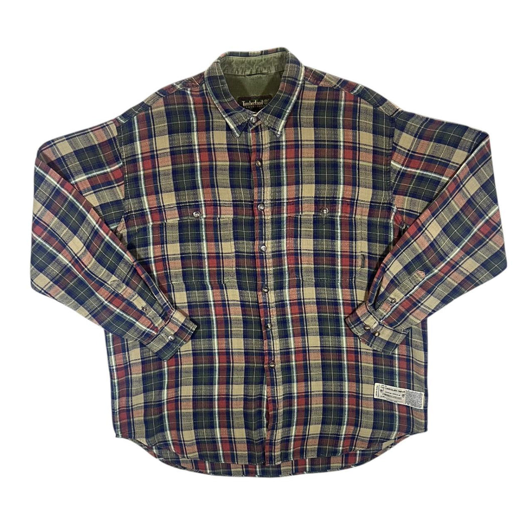 Vintage Timberland Weathergear Plaid Check Long Sleeve Flannel Cotton Shirt