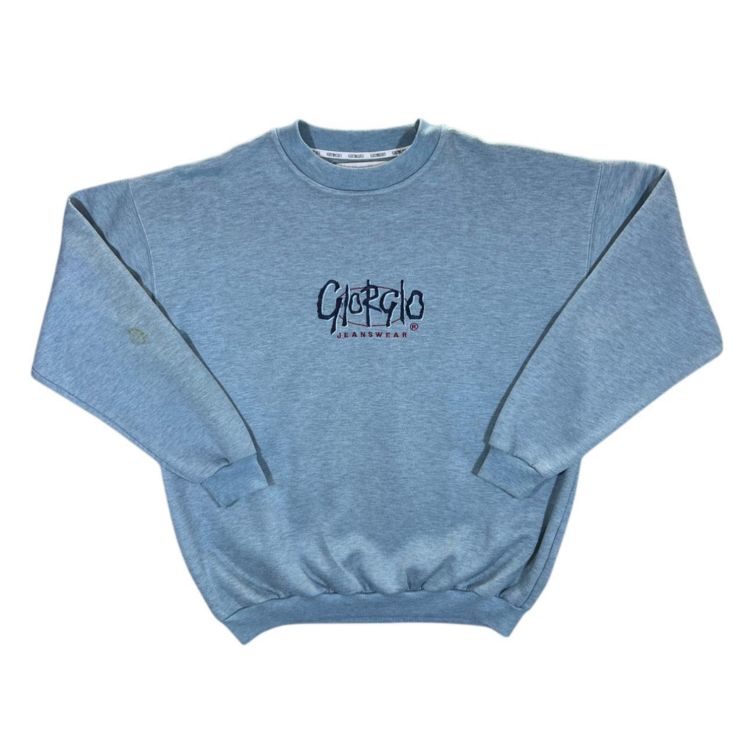 Early 00's GIORGIO Local Boyz Embroidered Spellout Blue Crewneck Sweatshirt
