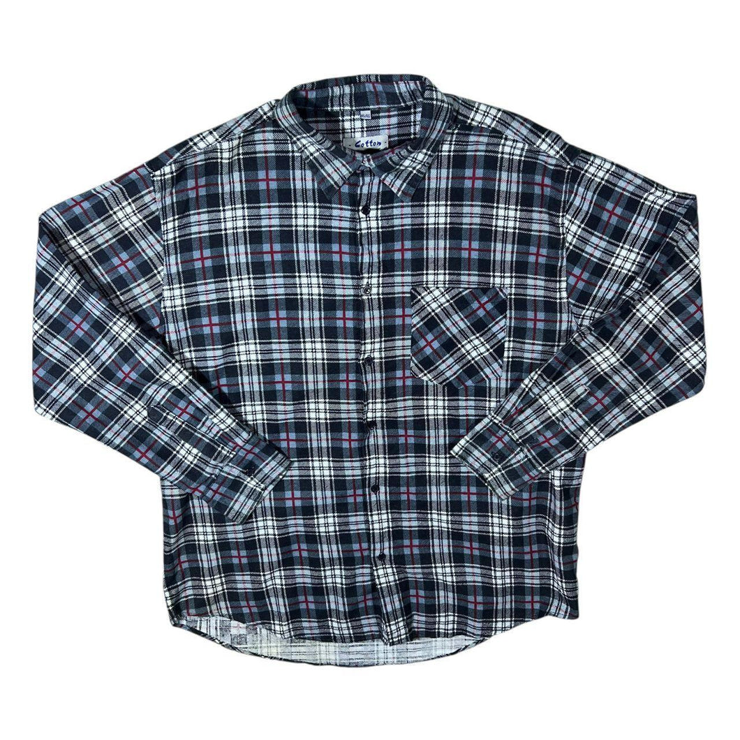 Vintage Cotton Country Club Plaid Check Cotton Long Sleeve Flannel Shirt