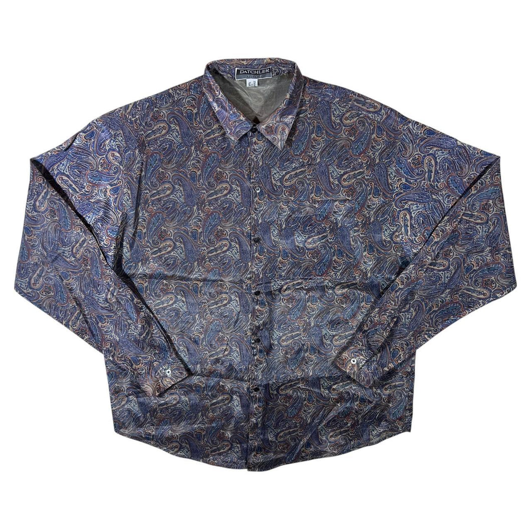 Vintage Datchler Success Thai Silk Crazy Abstract Patterned Long Sleeve Shirt
