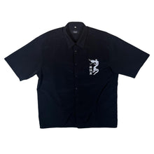 Load image into Gallery viewer, Vintage Cosma Embroidered Traditional Dragon Black Short Sleeve Shirt
