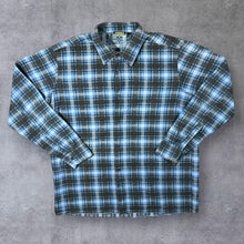 Load image into Gallery viewer, Vintage Johaj Blue Grey White Plaid Check Long Sleeve Cotton Flannel Shirt
