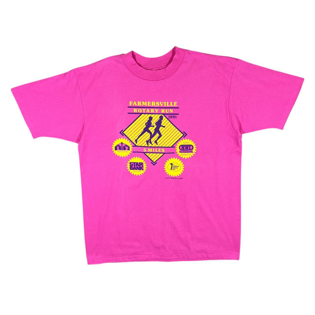 Vintage Hanes (1991) FARMERSVILLE ROTARY RUN Souvenir Graphic Single Stitch T-Shirt