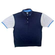 Load image into Gallery viewer, FootJoy Classic Navy Blue White Colour Block Golf Short Sleeve Polo Shirt
