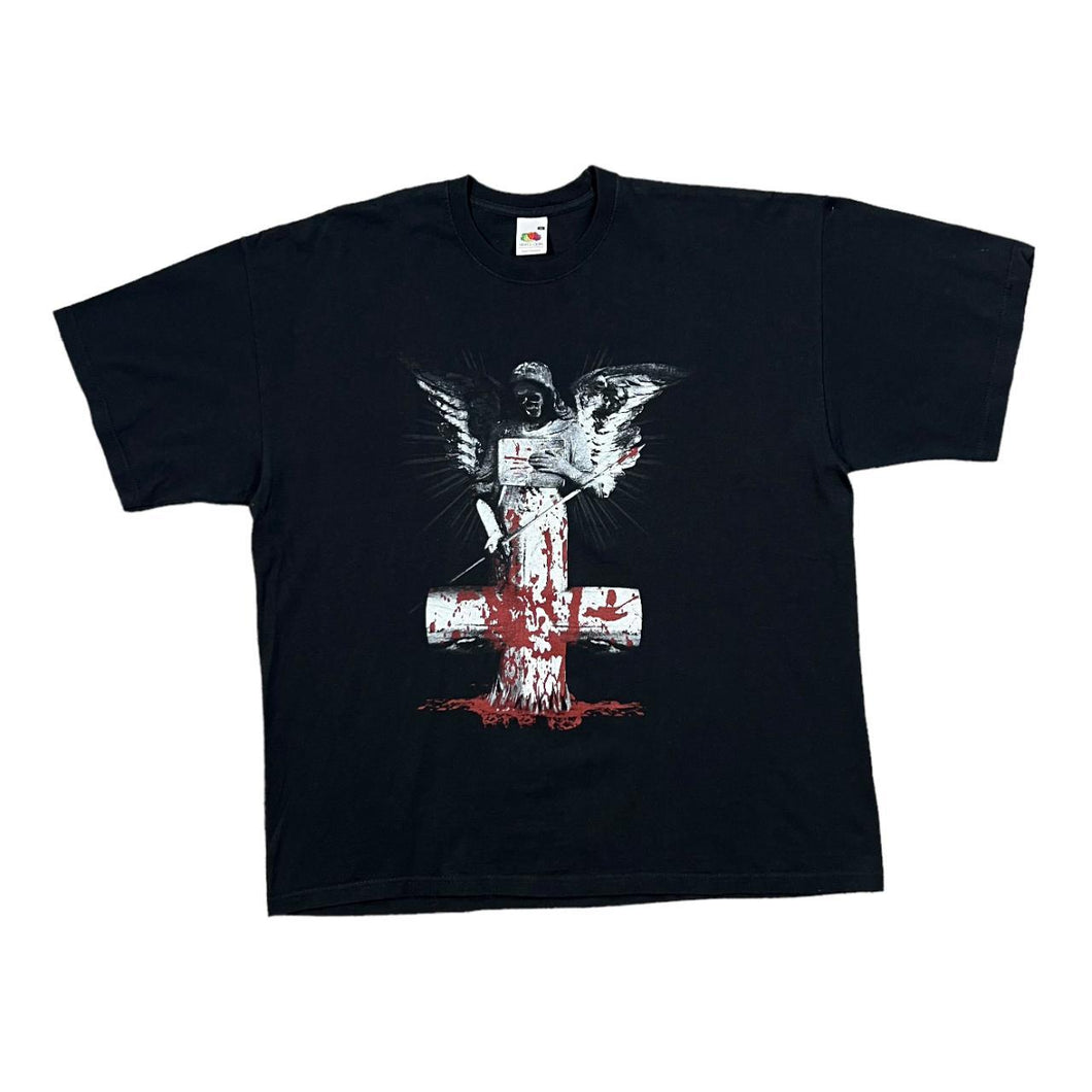 FOTL Gothic Fantasy Angel Of Death Satanic Cross Graphic T-Shirt