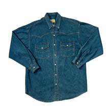 Load image into Gallery viewer, Vintage 90's SMITHY JEANSWEAR Classic Blue Denim Pearl Snap Popper Button Western Long Sleeve Denim Shirt
