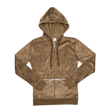 Load image into Gallery viewer, Early 00&#39;s WHISPER ME Y2K Classic Basic Essential Velvet Velour Zip Hooded Tracksuit Top
