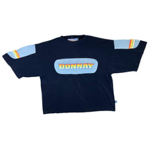 Load image into Gallery viewer, Vintage DONNAY Rainbow Spellout Graphic Navy Blue Short Sleeve T-Shirt
