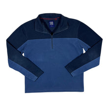 Load image into Gallery viewer, STORE TWENTY ONE Classic Colour Block Blue Navy 1/4 Zip Fleece Sweatshirt
