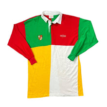 Load image into Gallery viewer, Vintage DRAMBUIE Embroidered Crest Logo Colour Block Long Sleeve Rugby Polo Shirt
