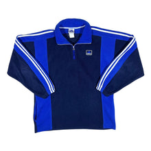 Load image into Gallery viewer, Vintage ADIDAS Three Stripe Colour Block Mini Logo 1/4 Zip Pullover Fleece Sweatshirt
