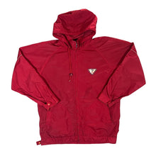 Load image into Gallery viewer, Vintage 90&#39;s GUESS Big Logo Graphic Red Hooded Windbreaker Jacket
