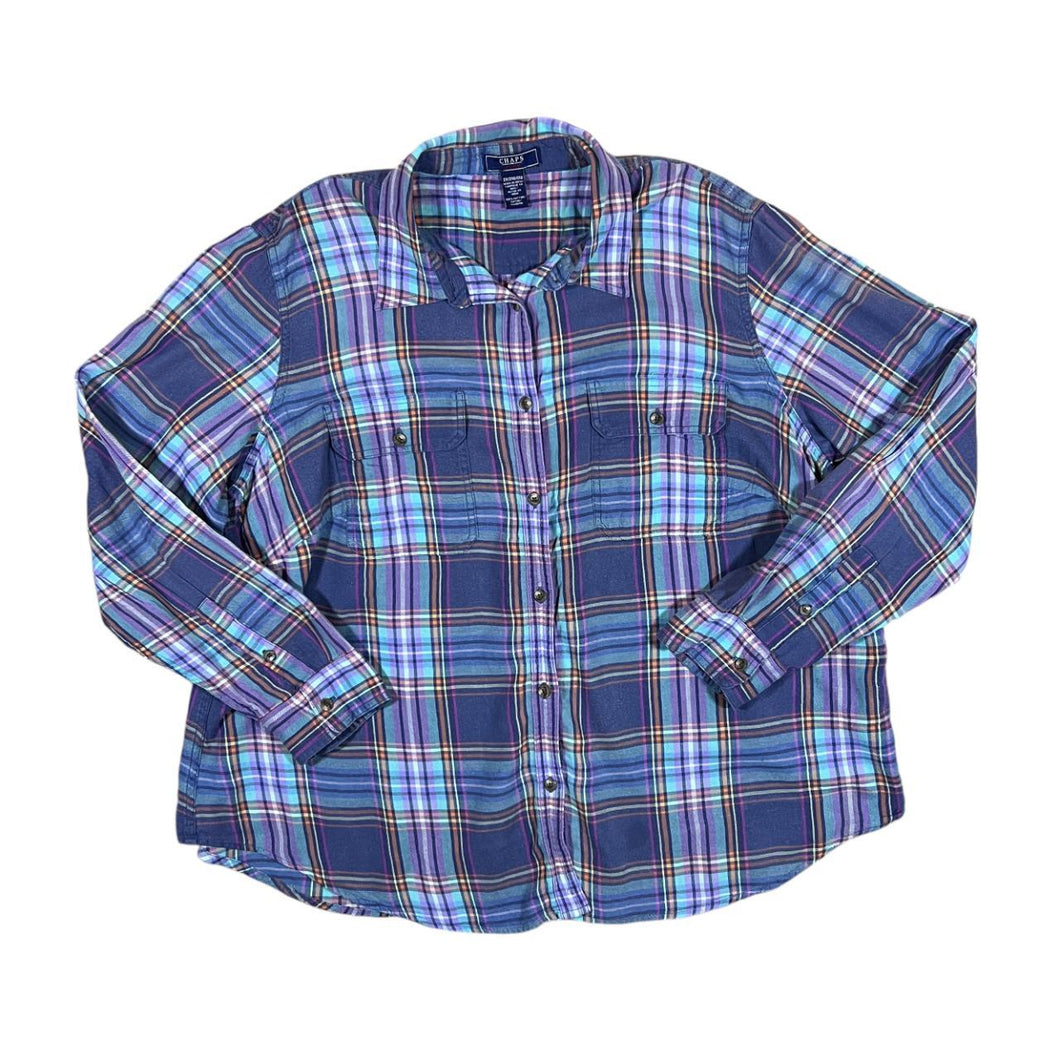 CHAPS DENIM Plaid Check Long Sleeve Cotton Lightweight Flannel Shirt