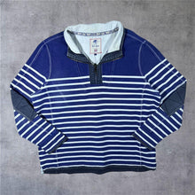 Load image into Gallery viewer, Fat Face "The Airlie" Blue White Nautical Striped 1/4 Zip Pullover Sweatshirt
