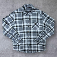 Load image into Gallery viewer, Vintage Identic Grey White Black Plaid Check Long Sleeve Cotton Flannel Shirt
