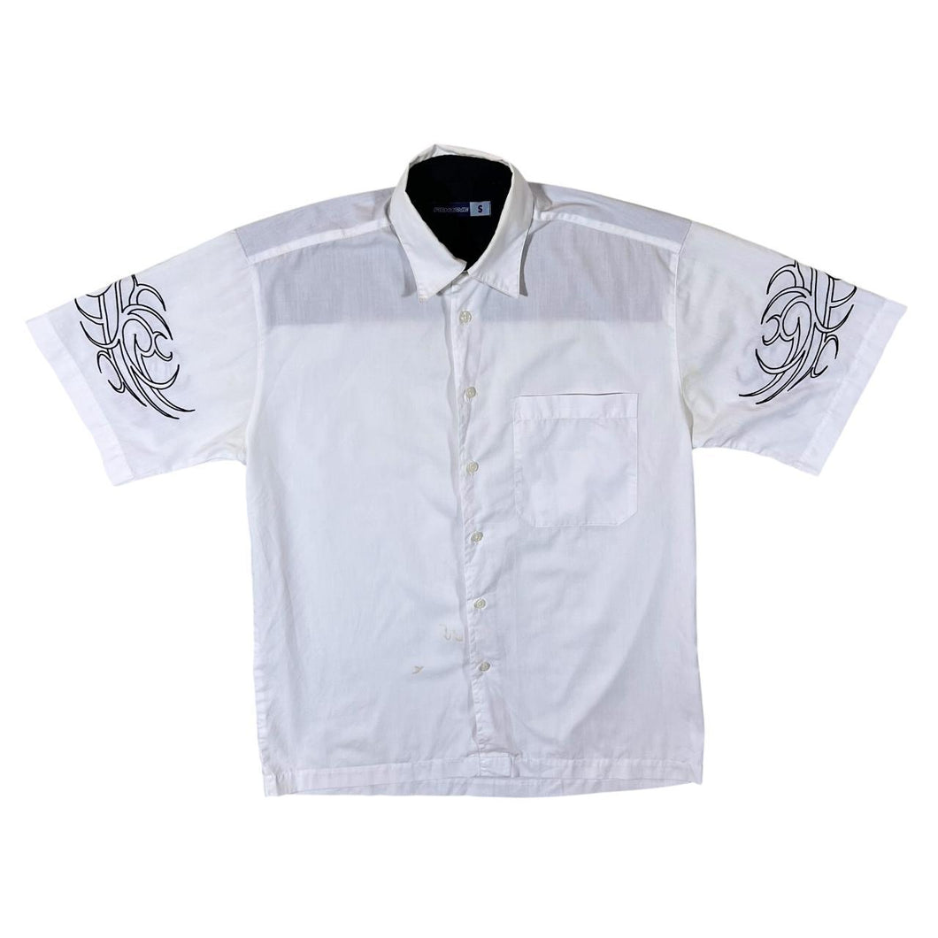 Early 00's Fishbone Y2K Tribal Embroidered Cotton Polyester Short Sleeve Shirt