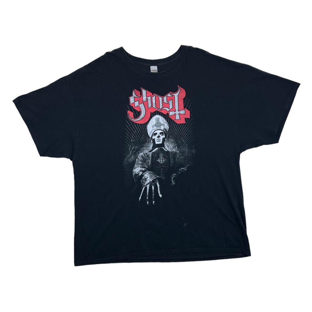 GHOST Classic Logo Spellout Graphic Hard Rock Heavy Metal Music Band Black T-Shirt