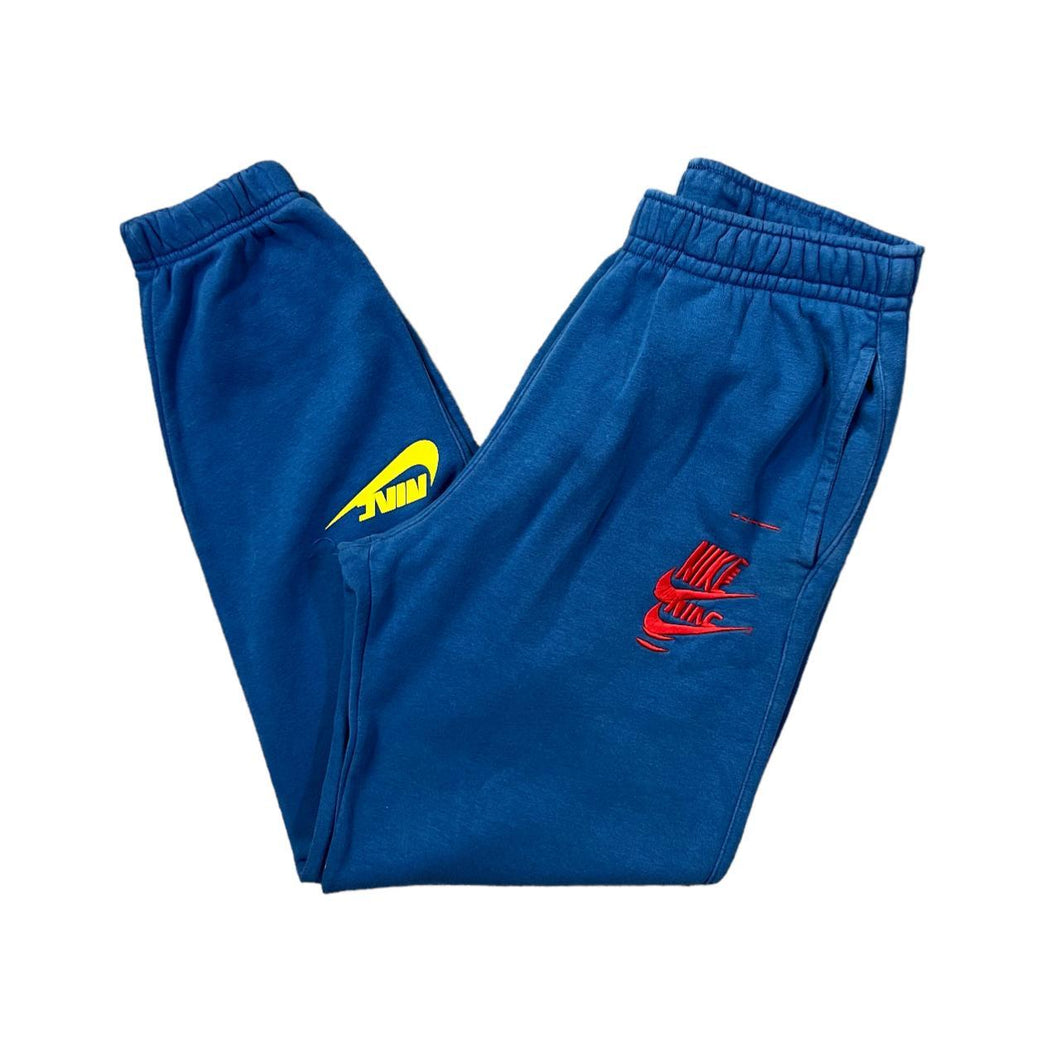 NIKE Embroidered Logo Spellout Blue Sweat Pants Joggers Bottoms