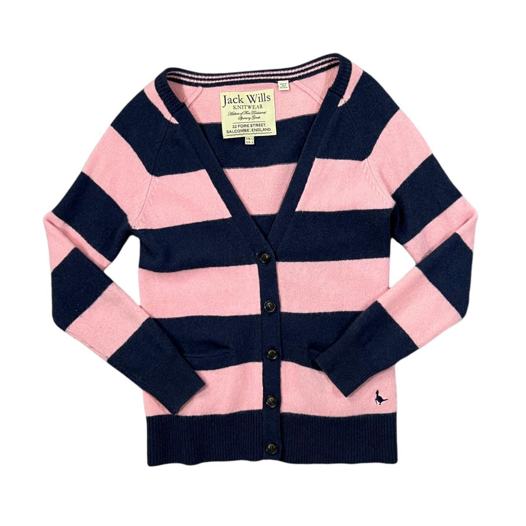 JACK WILLS KNITWEAR Colour Block Striped Merino Wool Knit Cardigan Sweater
