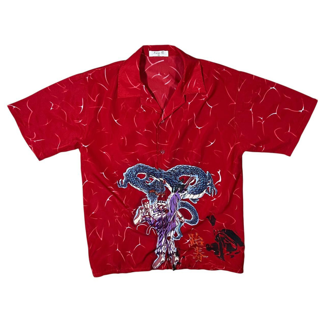 Early 00's Lang Li Gothic Y2K Anime Manga Dragon Graphic Short Sleeve Shirt