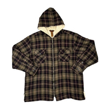 Load image into Gallery viewer, Early 00&#39;s ST JOHN&#39;S BAY Lumberjack Plaid Check Teddy Fleece Lined Zip Hooded Flannel Over Shirt Jacket
