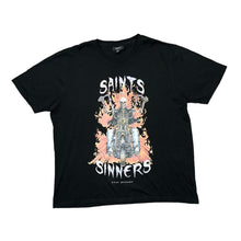Load image into Gallery viewer, SAINTS OR SINNERS &quot;Stay Hungry&quot; Gothic Biker Skeleton Spellout Graphic T-Shirt
