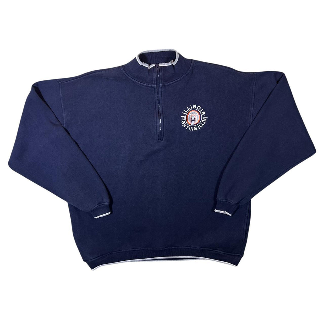 Vintage Galt Sand NCAA Illinois Fighting Illini College 1/4 Zip Sweatshirt