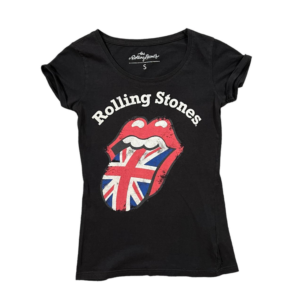 THE ROLLING STONES Classic Union Jack Tongue Logo Rock Band Graphic T-Shirt