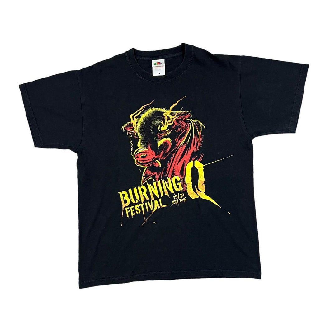 BURNING Q FESTIVAL (2016) Graphic Spellout Heavy Metal Hard Rock Music Band Festival Lineup T-Shirt