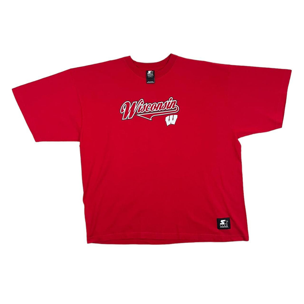 Vintage Starter NCAA WISCONSIN BADGERS College Logo Spellout Graphic Red T-Shirt